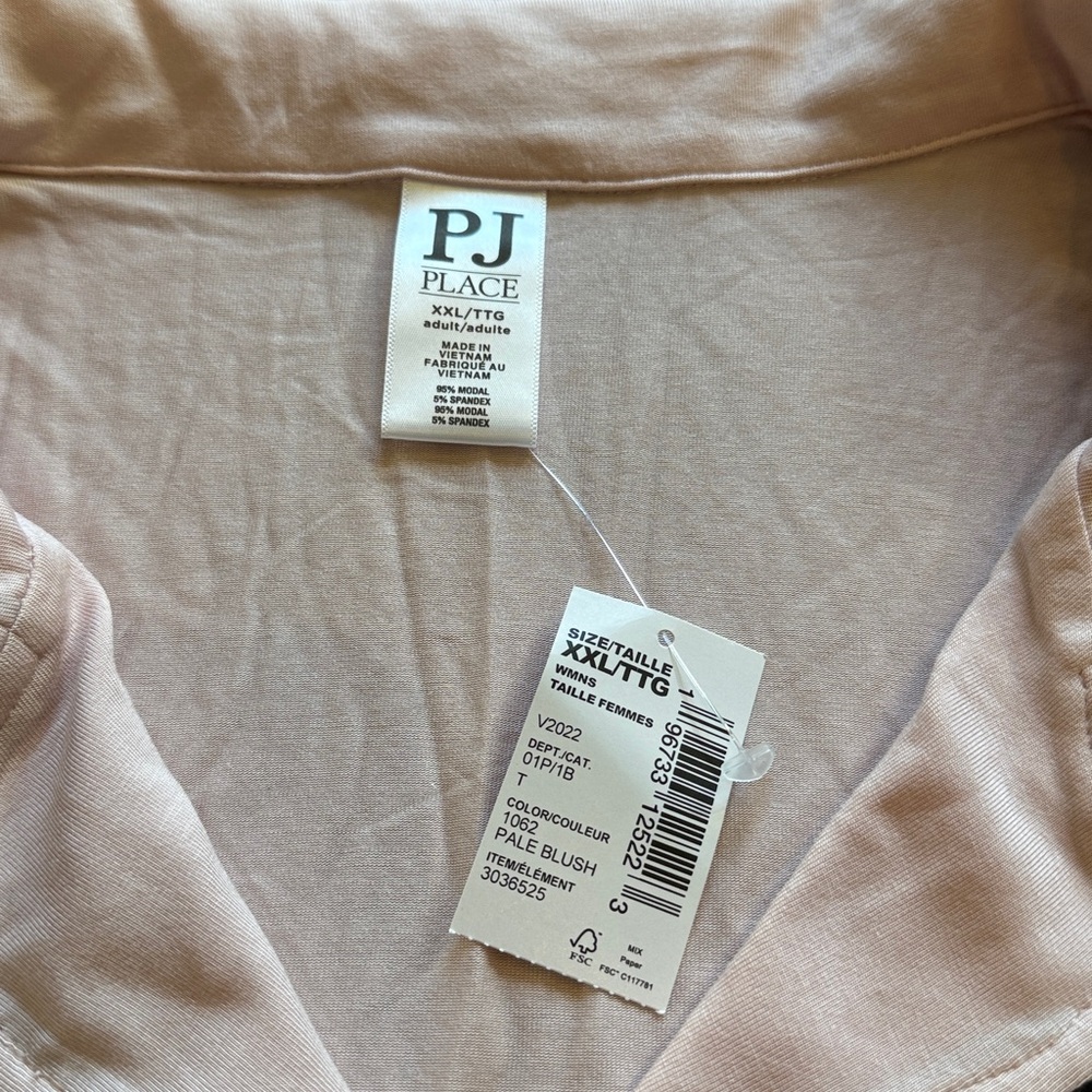 PJ Place Pale Blush Pink With Black Trim Modal Soft Pajamas XXL NWT - Picture 6 of 12